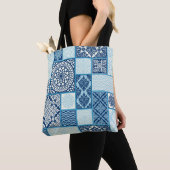 Tote Bag Carreaux de patchwork, arrière - plan transparent. (De près)