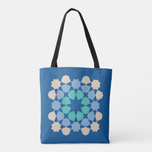 Tote Bag Carreaux de sérénité turquoise
