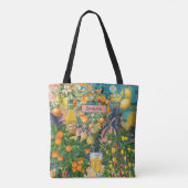 Tote Bag Carreaux fleuris chic orange sicilien (Dos)