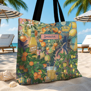 Tote Bag Carreaux floraux de collage de citrons siciliens o