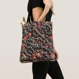 Tote Bag Carreaux foncés de style brut texturé, carrés en m