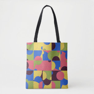 Tote Bag Carreaux vintages Retro Motif des années 1960