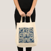 Tote Bag Carrelage blanc et bleu élégant (Devant (produit))