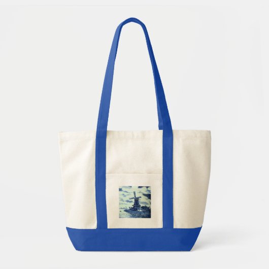 Tote Bag Carrelage bleu vintage Delft - Windmill (Devant)