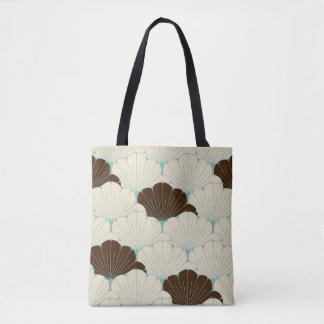 Tote Bag Carrelage en feuillage bleu style japonais