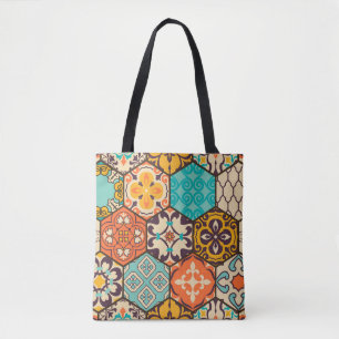 Tote Bag Carrelage en mosaïque colorée avec Islam, Arabi