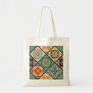 Tote Bag Carrelage en patchwork coloré : Motifs islamiques.