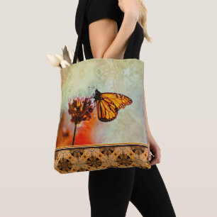 Tote Bag Carrelage Mandala de papillon Monarque brillant