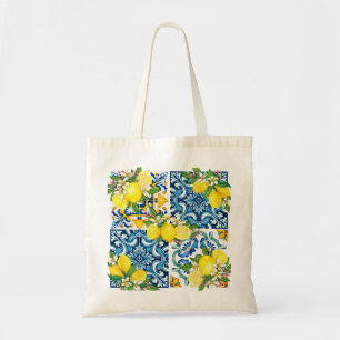 Tote Bag Carrelage méditerranéen clair Sicilien Citrus Lemo
