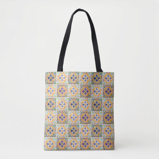 Tote Bag Carrelage orange-vert-bleu Fourre-tout (Devant)