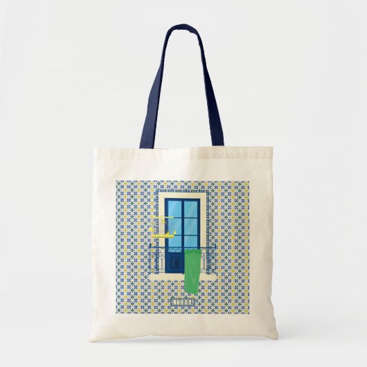 Tote Bag Carrelage portugais et balcon de fenêtre avec oise (Devant)