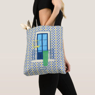 Tote Bag Carrelage portugais et balcon de fenêtre avec oise