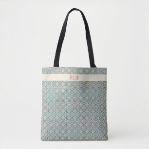 Tote Bag Carrelage rose et bleu