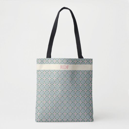 Tote Bag Carrelage rose et bleu (Devant)