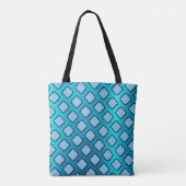 Tote Bag Carrés bleu clair sur Turquoise Metallic b/ground (Dos)