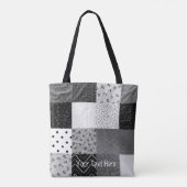 Tote Bag carrés de patchwork noir et blanc à motifs (Dos)