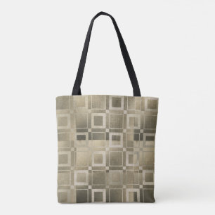 Tote Bag Carrés dorés atténués, Glamour géométrique moderne