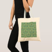 Tote Bag Carrés écailles vert olive motif (Devant (produit))