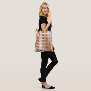 Tote Bag Carrés En Chameau Blanc Carré Brown