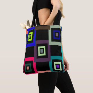 Tote Bag Carrés géométriques colorés - Art Gallery Artiste