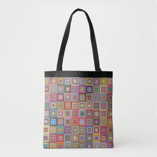 Tote Bag Carrés multicolores abstraits rétro (Devant)