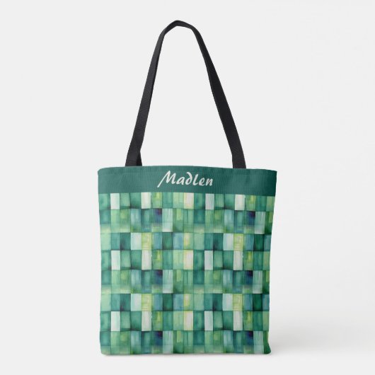 Tote Bag Carrés peints en vert (Dos)
