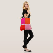 Tote Bag Carrés roses et orange (Sur le modèle)