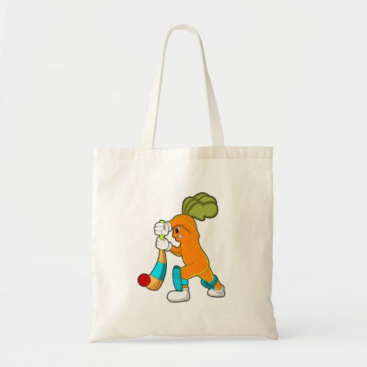 Tote Bag Carrot at cricket with cricket bat (Devant)
