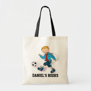 Tote Bag Cartable de bibliothèque du football de garçons