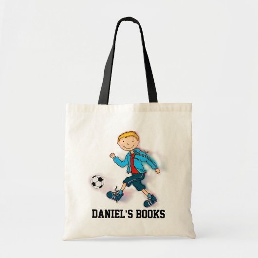 Tote Bag Cartable de bibliothèque du football de garçons (Devant)