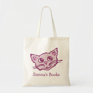 Tote Bag Cartable hued de bibliothèque de rose de chaton d
