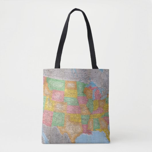 Tote Bag Carte 3 des Etats-Unis (Devant)