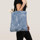 Tote Bag Carte Abstraite - Blanc sur Indigo Dye Blue (De près)
