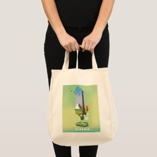 Tote Bag Carte Albanie Affiche illustrée de voyage