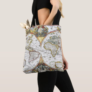Tote Bag Carte ancienne du monde par Hendrik Hondius, 1630
