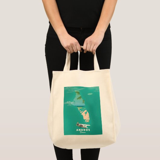 Tote Bag Carte Andros Bahamas Vacances. (Devant (produit))