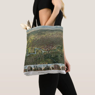 Tote Bag Carte antique de Houston, Texas avec la rivière Bu