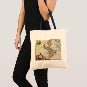 Tote Bag Carte antique des Amériques par Johannes De Ram
