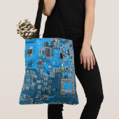 Tote Bag Carte circuit bleu circuit imprimé à circuit impri (De près)