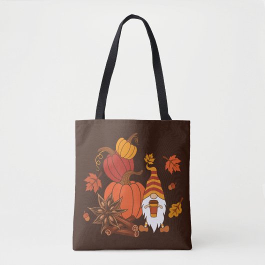 Tote Bag Carte Citrouille Gnome d'automne (Devant)
