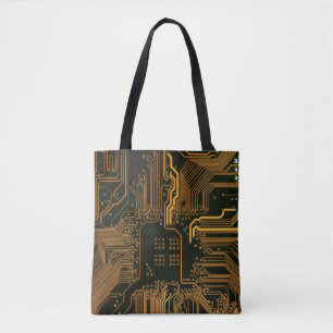 Tote Bag Carte cool de circuit informatique Orange