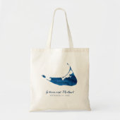 Tote Bag Carte d'aquarelle bleu Nantucket Mariage invité (Devant)