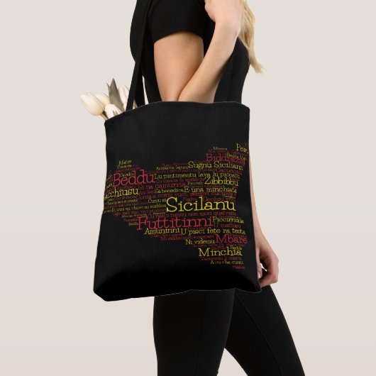 Tote Bag Carte d'art Word sicilien (De près)