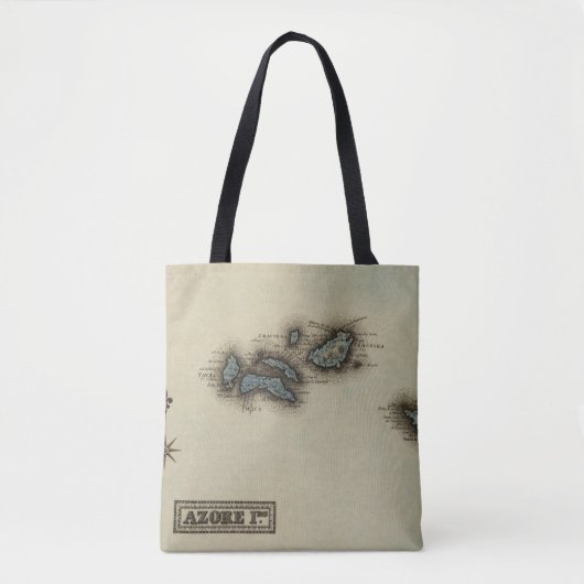 Tote Bag Carte d'atlas d'îles d'Açore (Devant)