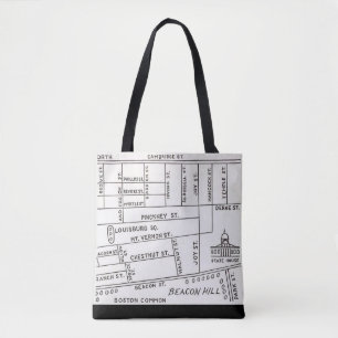 Tote Bag Carte de Beacon Hill à Boston 