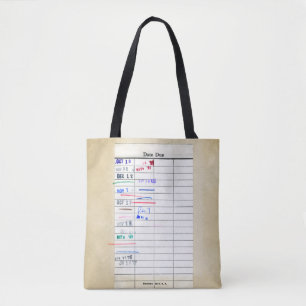 Tote Bag Carte de bibliothèque Date rétrospective Échéance 