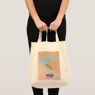 Tote Bag Carte de Croatie Affiche illustrée.