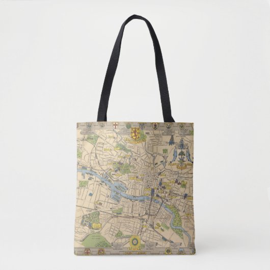 Tote Bag Carte de Glasgow, Angleterre (Devant)