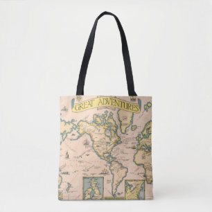 Tote Bag Carte de grandes aventures
