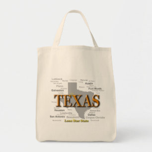 Tote Bag Carte de la fierté d'état du Texas Silhouette